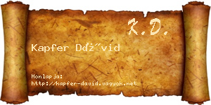 Kapfer Dávid névjegykártya